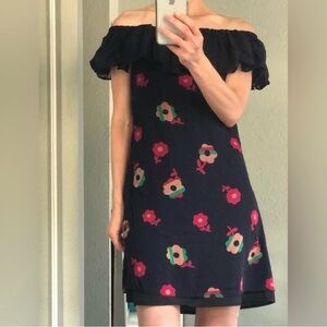 Betsy Johnson Navy Dress With Flowers Size 2